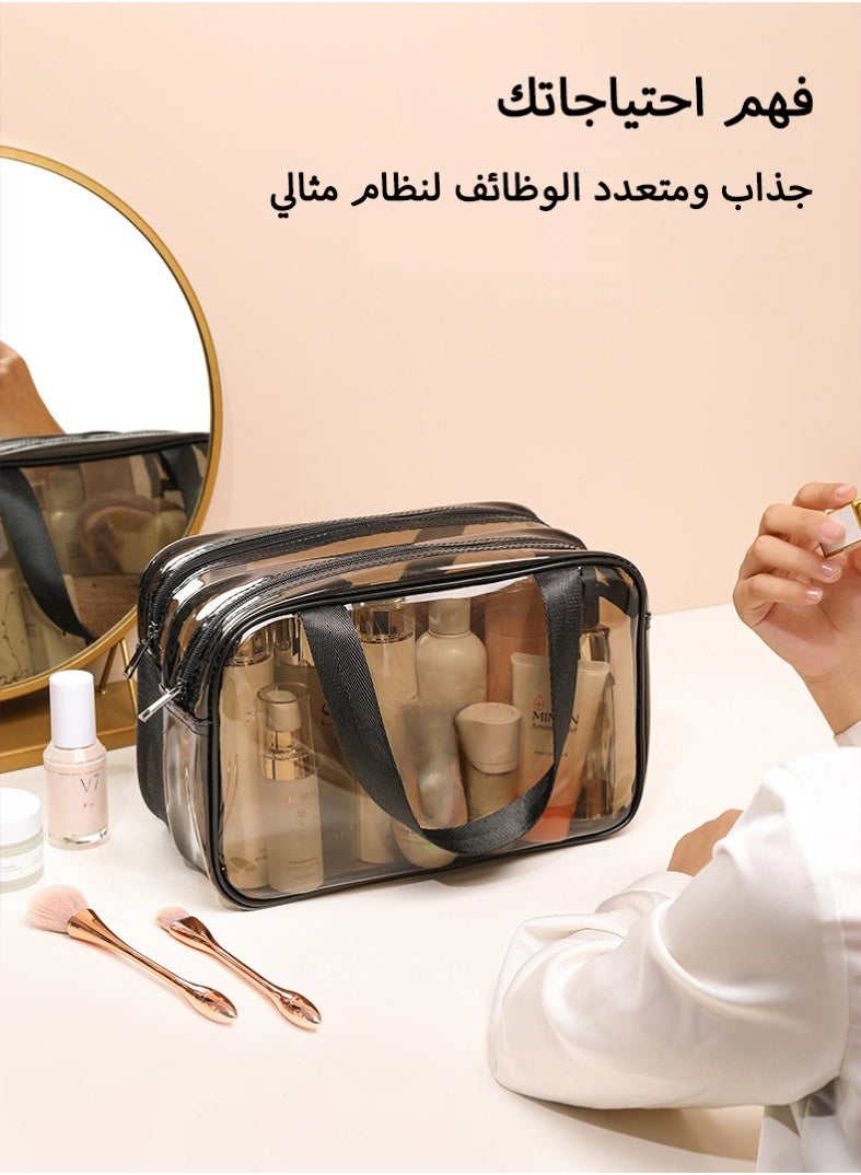 Large Transparent Toiletries Bag for Travel - Waterproof Double-Layer Cosmetic & Makeup Organizer with Double Zipper - TSA Compliant Carry-On for Men & Women, Ideal for Hajj, Umrah, Beach & Gym - Image 4
